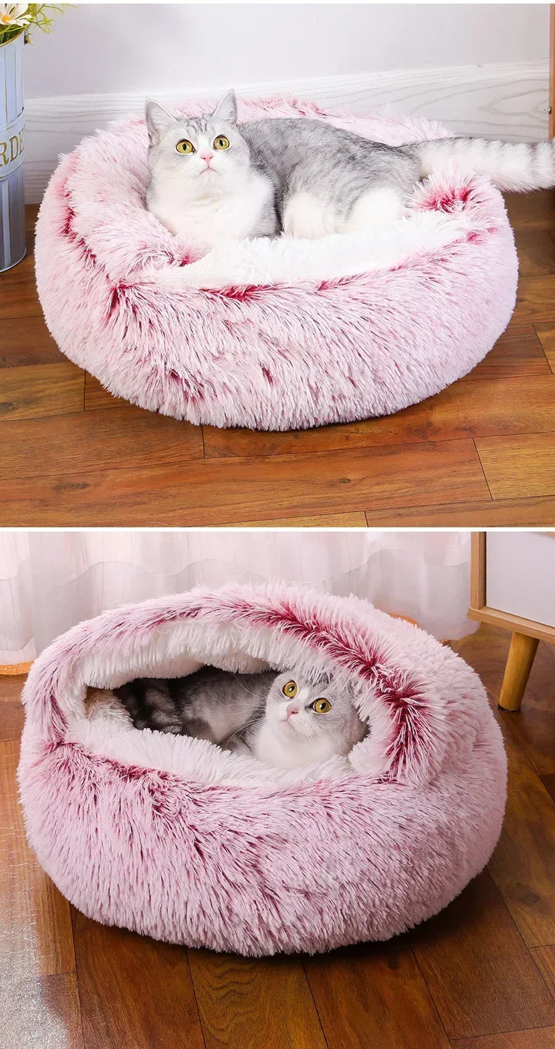 Winter Dog Plush Round Bed