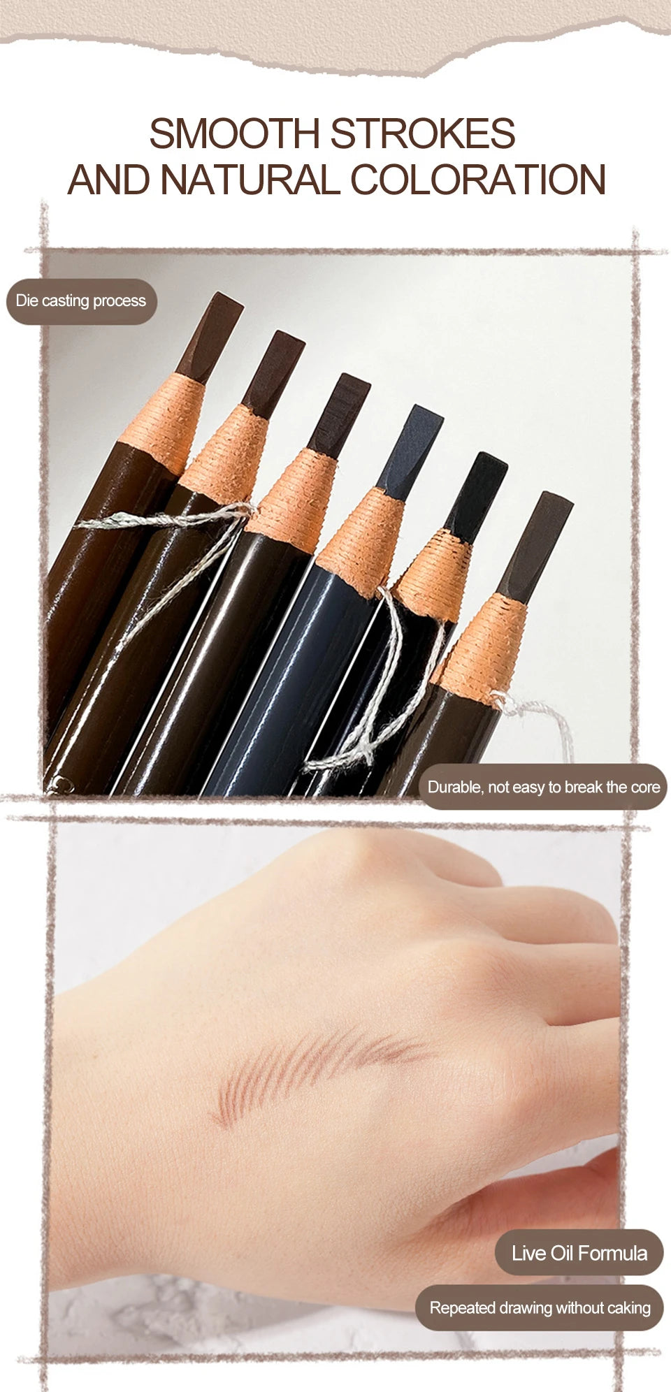 Tear-Off Pull Line Eyebrow Pencil – Perfect Brows Every Time 6 Colors Option Eyebrow Pencil Waterproof