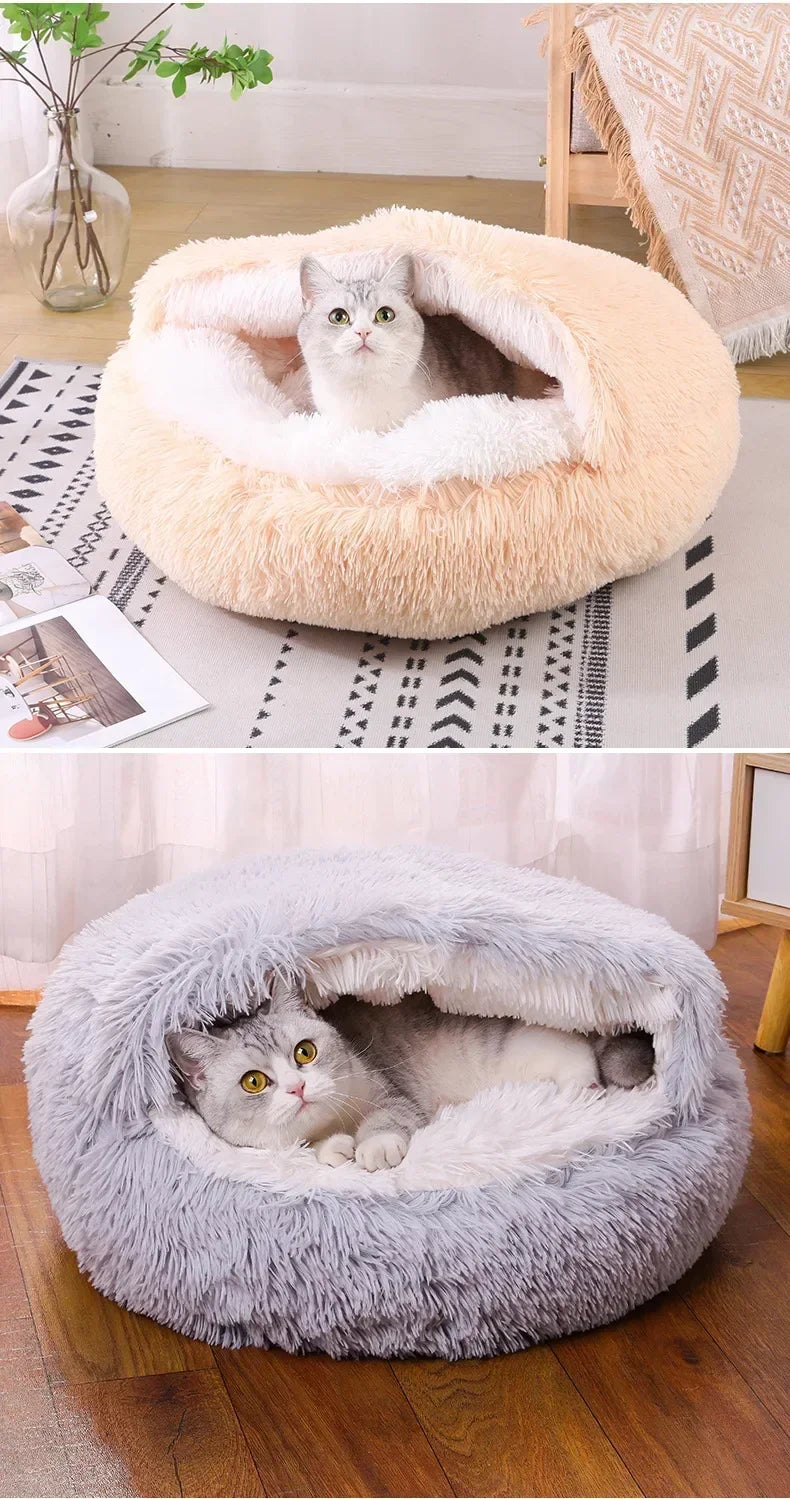 Winter Dog Plush Round Bed