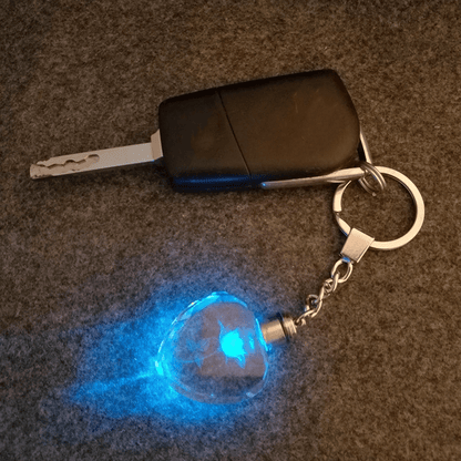 Romantic Glowing Heart Glass Keychain with Rose-Shaped Charm for Men - Perfect Gift for Him