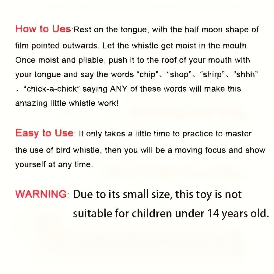 Oral Skills Tool Bird Whistle Stunt Props, Realistic Sound to Attract Birds