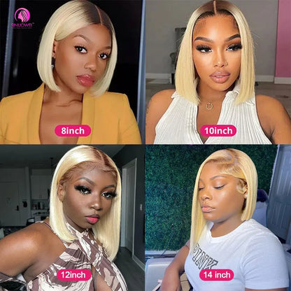 4/613 Honey Blonde Short Bob Wig 13X4 – Transparent Lace Front Human Hair