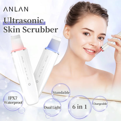 Skin Scrubber Peeling Facial Ultrasonic EMS Lifting Red Blue Skin Care Pore Deep Cleansing Machine IPX7