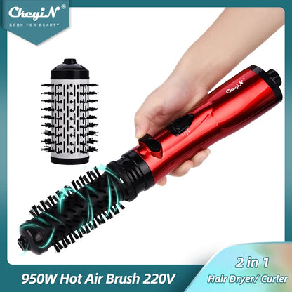 CkeyiN 2-in-1 Hot Air Spin Brush Hair Dryer
