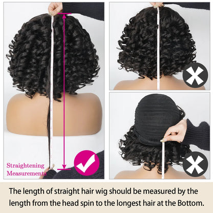 Short Curly Bob Wig Human Hair With Bangs Ready to Go