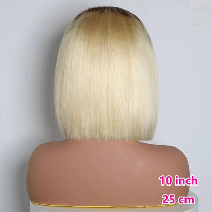 4/613 Honey Blonde Short Bob Wig 13X4 – Transparent Lace Front Human Hair
