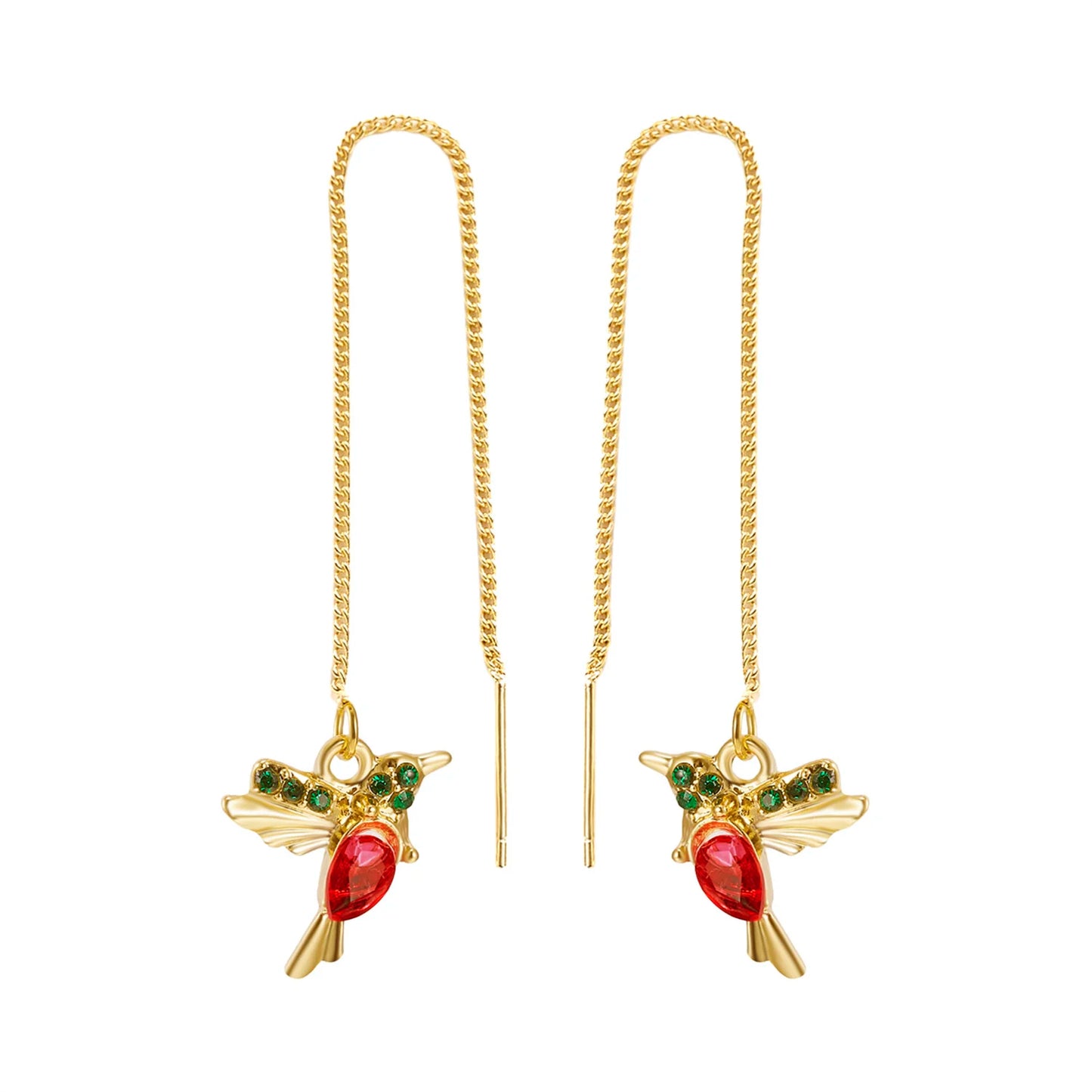 Unique Little Bird Drop Long Hanging Hummingbird  Earring Jewelry