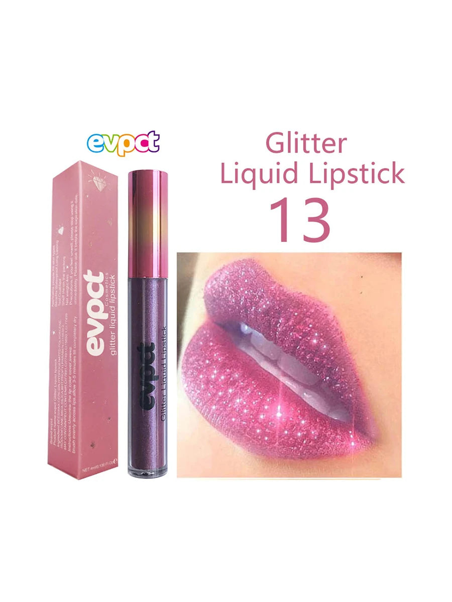 Waterproof Diamond Shimmer Glitter Lip Gloss 18 Colors