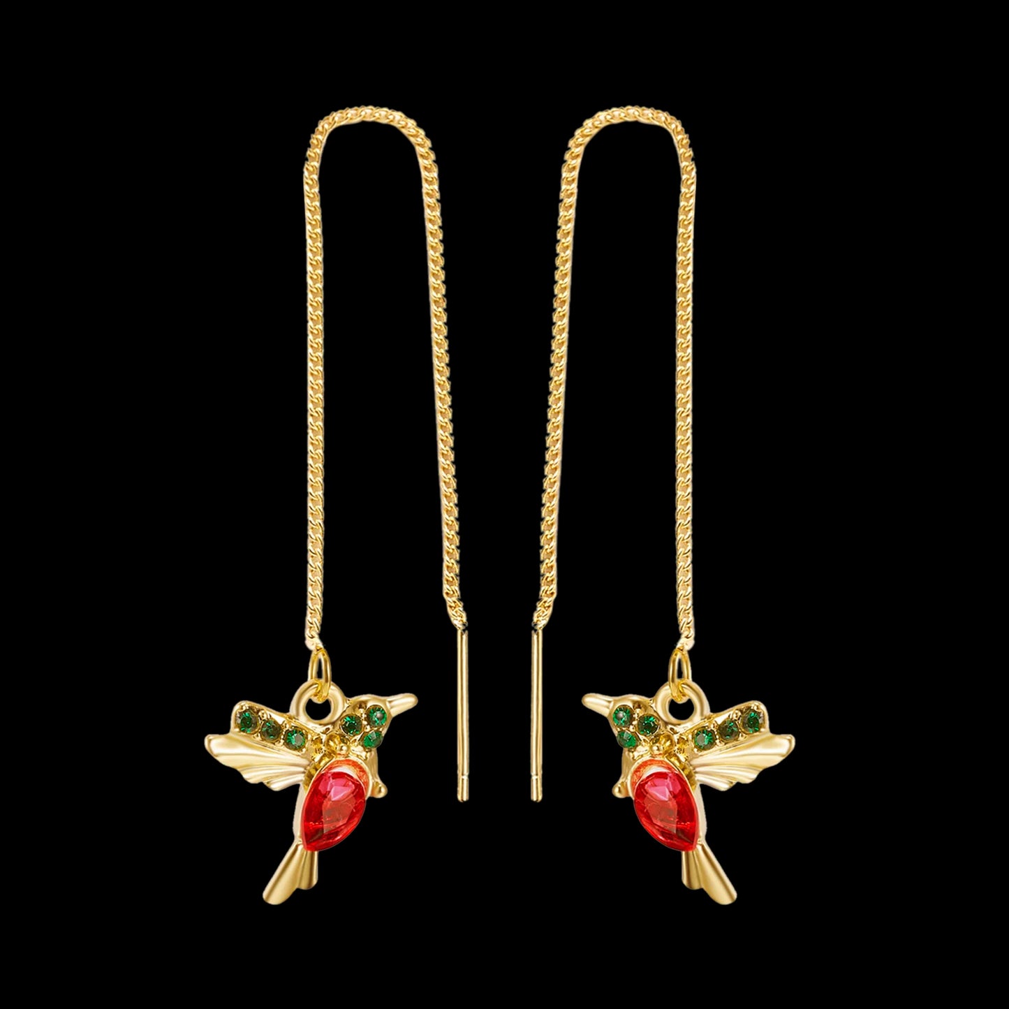 Unique Little Bird Drop Long Hanging Hummingbird  Earring Jewelry