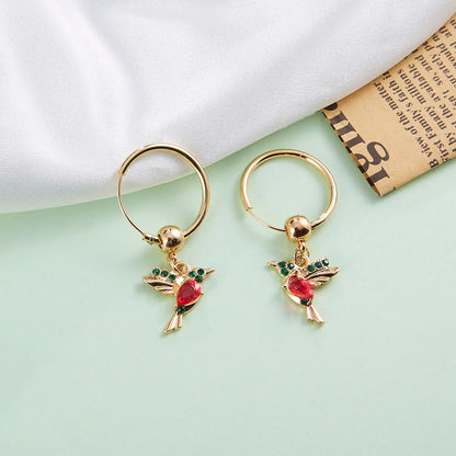 Unique Little Bird Drop Long Hanging Hummingbird  Earring Jewelry