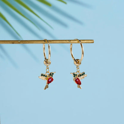 Unique Little Bird Drop Long Hanging Hummingbird  Earring Jewelry