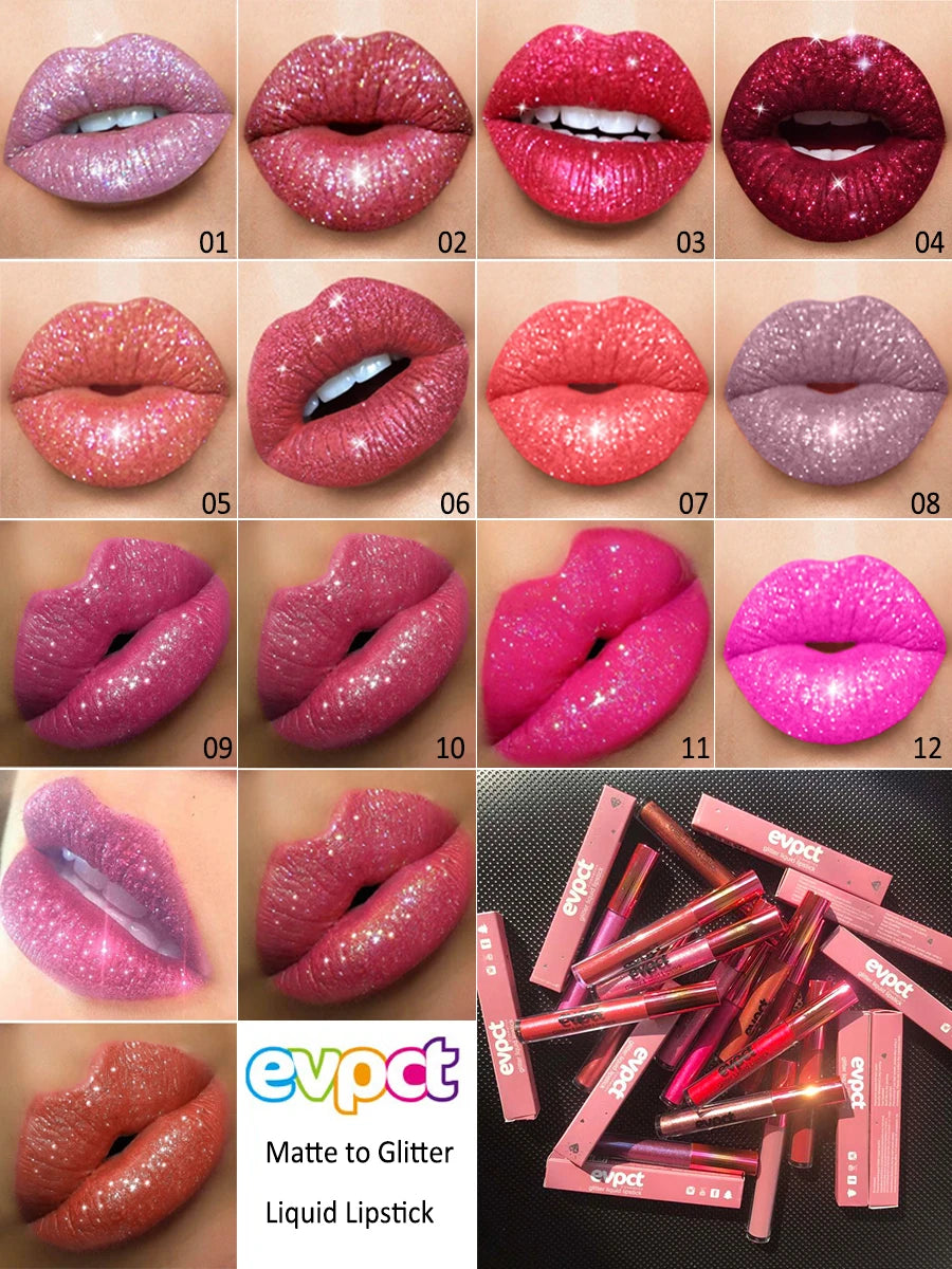 Waterproof Diamond Shimmer Glitter Lip Gloss 18 Colors
