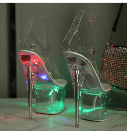 Ltarta 10368 Series 17cm Heel 7.5cm Platform Nightclub High Heels Glowing Sandals Shoes