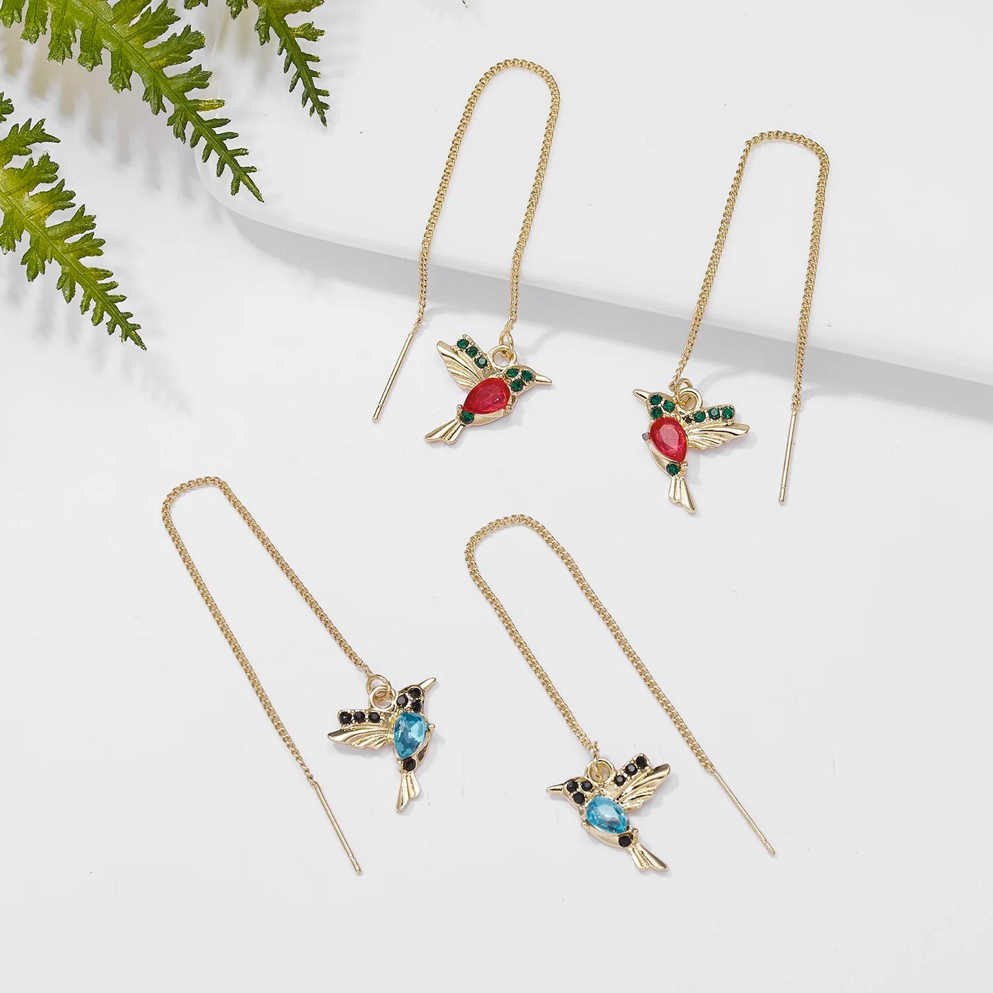 Unique Little Bird Drop Long Hanging Hummingbird  Earring Jewelry