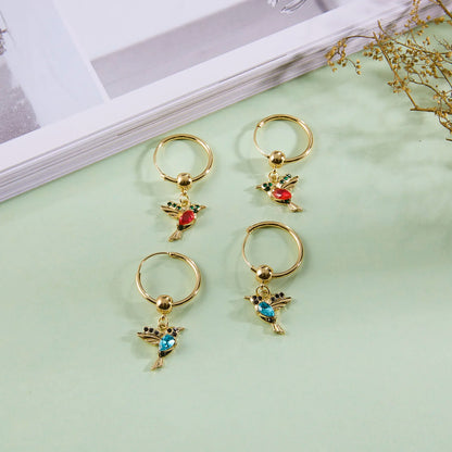 Unique Little Bird Drop Long Hanging Hummingbird  Earring Jewelry