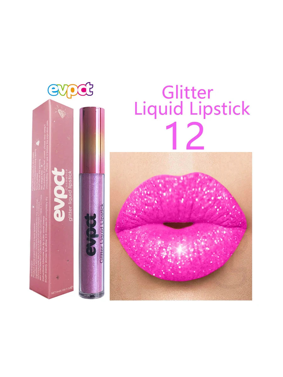 Waterproof Diamond Shimmer Glitter Lip Gloss 18 Colors