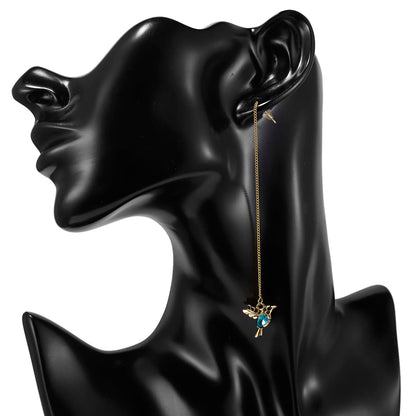 Unique Little Bird Drop Long Hanging Hummingbird  Earring Jewelry