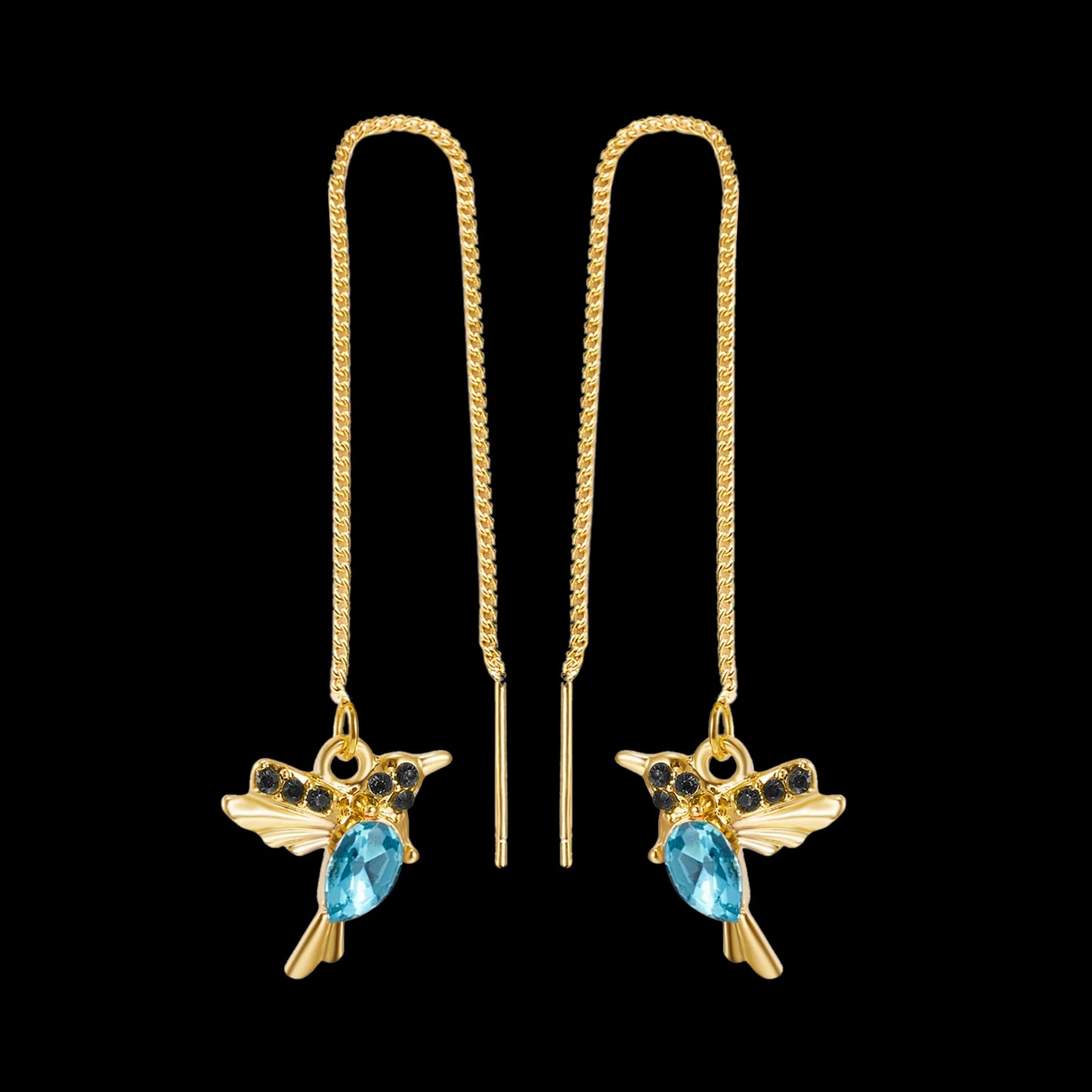 Unique Little Bird Drop Long Hanging Hummingbird  Earring Jewelry