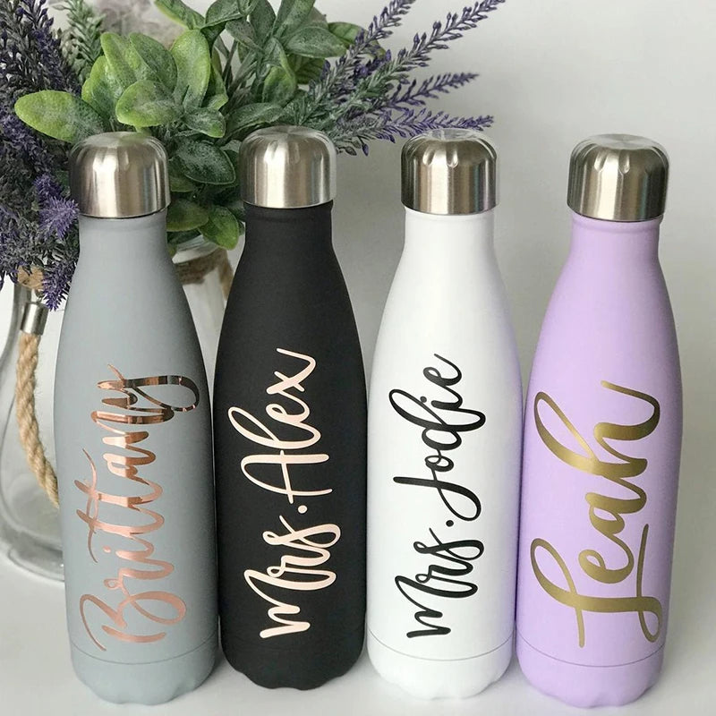Personalized Stainless Steel Water Bottle - Bridesmaid Gift Thermos