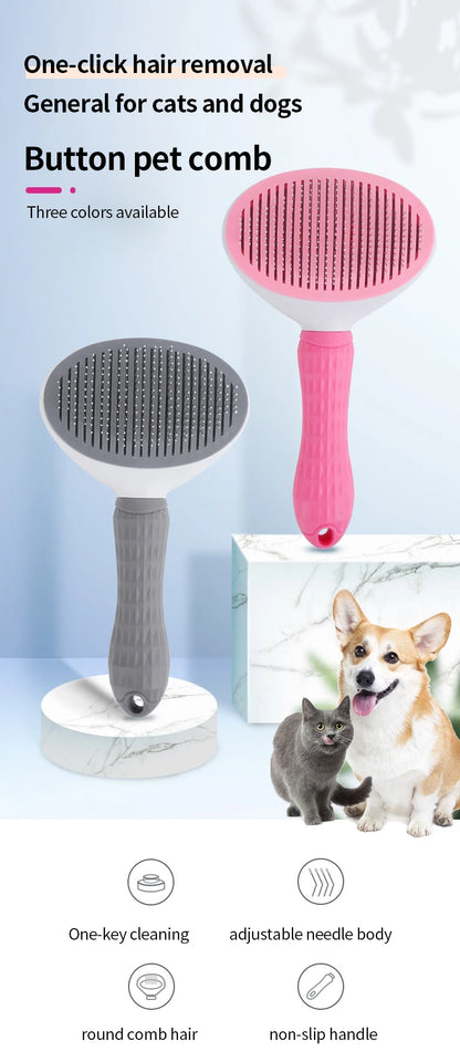 Pet Hair Removal Comb – Stainless Steel Grooming Brush for Dogs and Cats