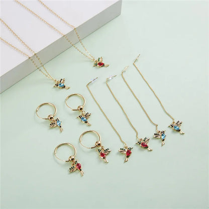 Unique Little Bird Drop Long Hanging Hummingbird  Earring Jewelry