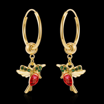 Unique Little Bird Drop Long Hanging Hummingbird  Earring Jewelry