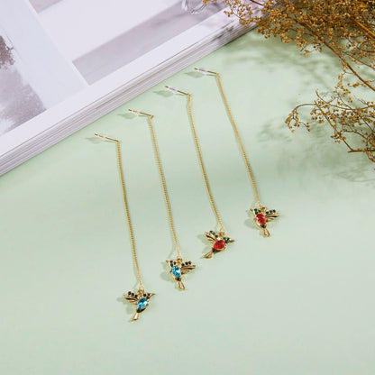 Unique Little Bird Drop Long Hanging Hummingbird  Earring Jewelry