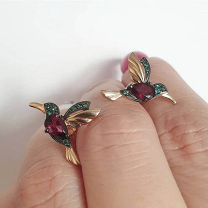 Unique Little Bird Drop Long Hanging Hummingbird  Earring Jewelry