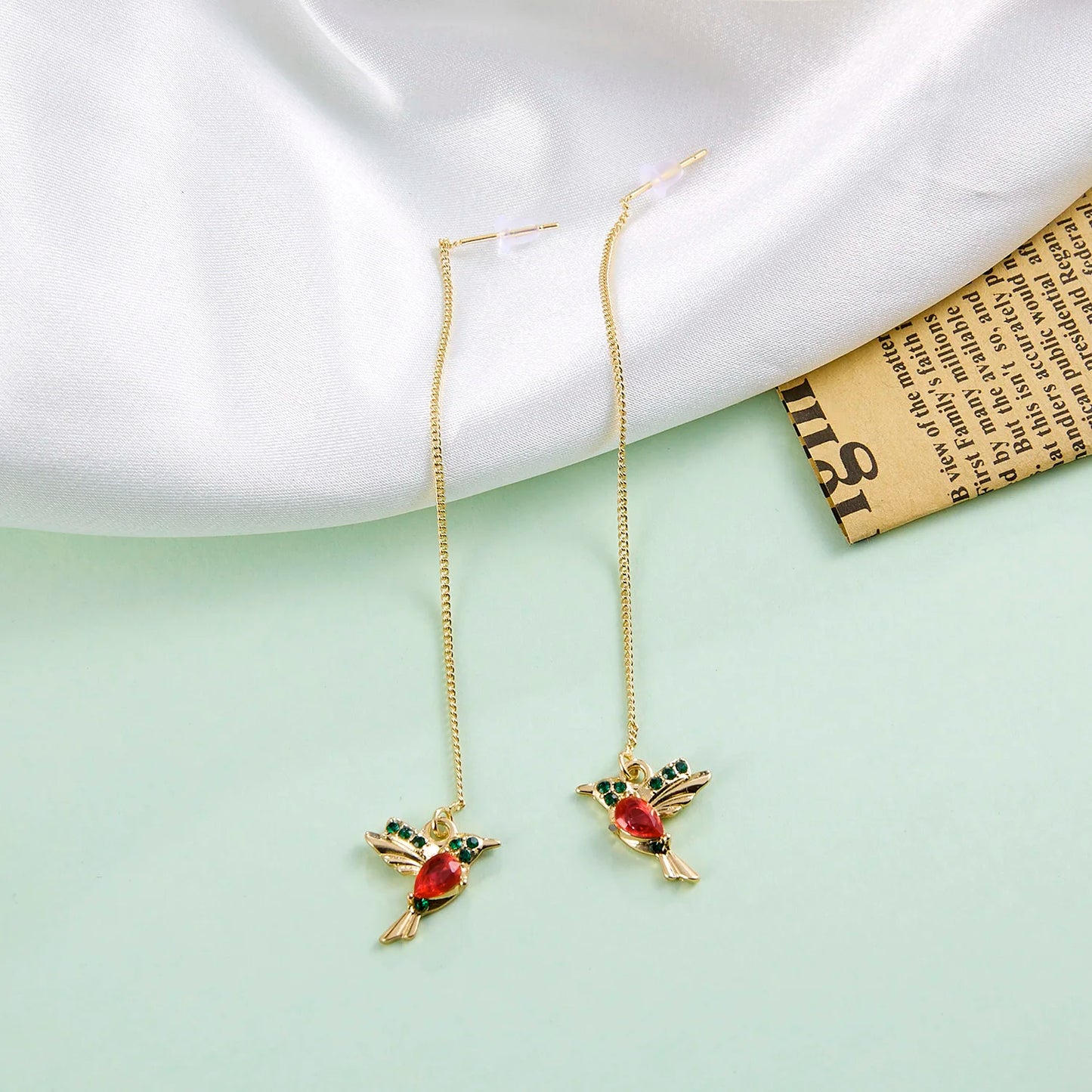 Unique Little Bird Drop Long Hanging Hummingbird  Earring Jewelry