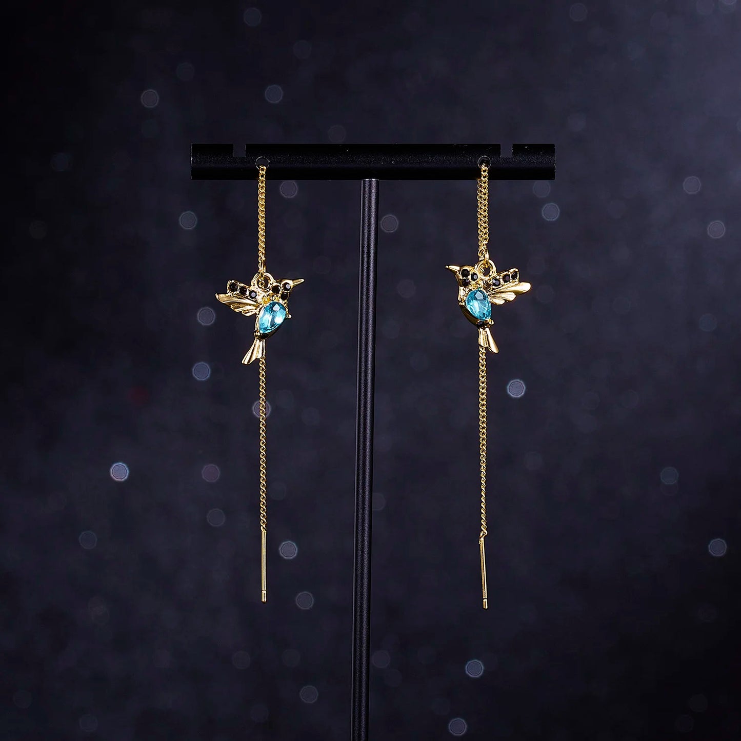 Unique Little Bird Drop Long Hanging Hummingbird  Earring Jewelry