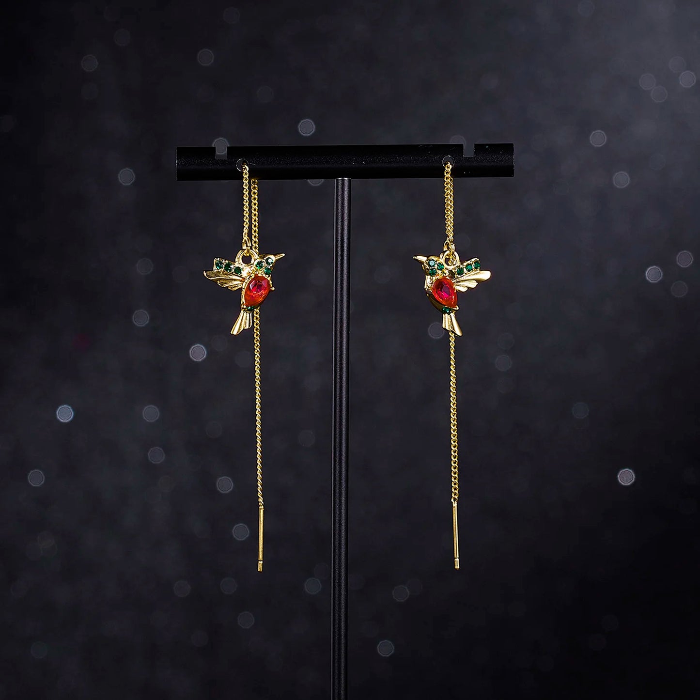 Unique Little Bird Drop Long Hanging Hummingbird  Earring Jewelry