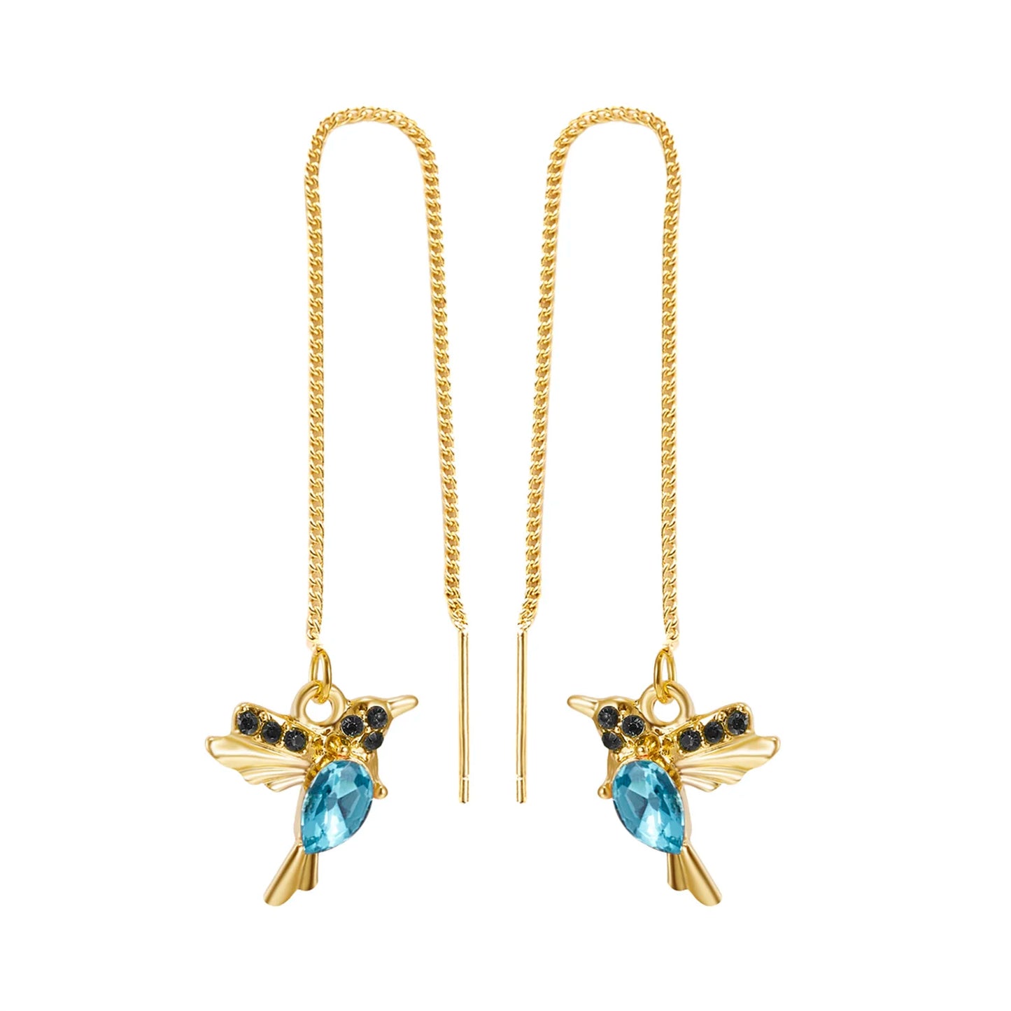 Unique Little Bird Drop Long Hanging Hummingbird  Earring Jewelry