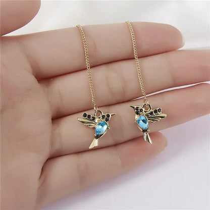 Unique Little Bird Drop Long Hanging Hummingbird  Earring Jewelry