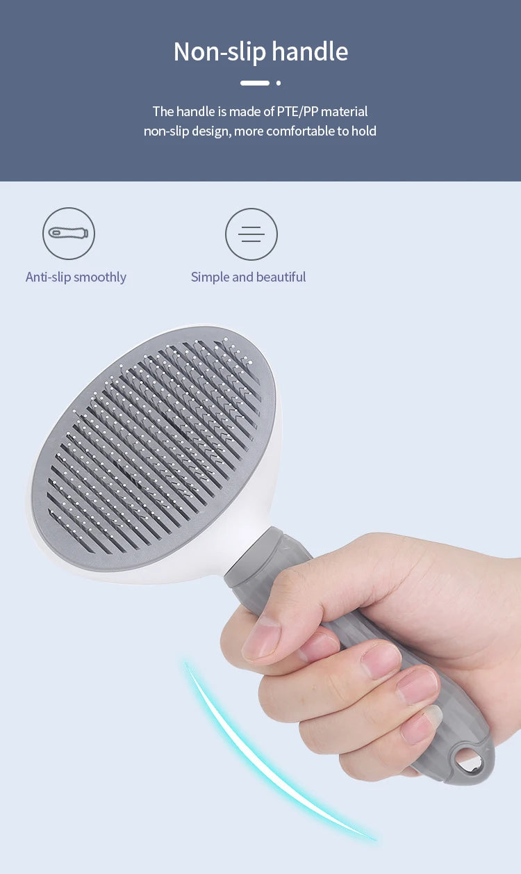 Pet Hair Removal Comb – Stainless Steel Grooming Brush for Dogs and Cats