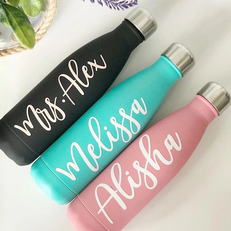 Personalized Stainless Steel Water Bottle - Bridesmaid Gift Thermos