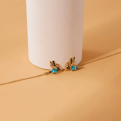 Unique Little Bird Drop Long Hanging Hummingbird  Earring Jewelry