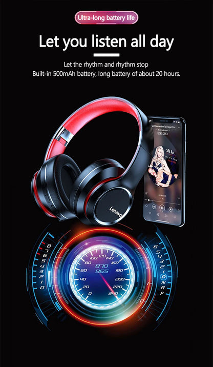 Lenovo HD200 Bluetooth Earphones Over-ear Foldable Computer Wireless Headphones