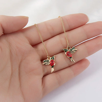 Unique Little Bird Drop Long Hanging Hummingbird  Earring Jewelry