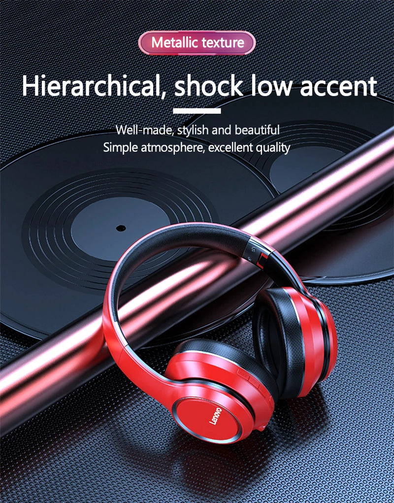 Lenovo HD200 Bluetooth Earphones Over-ear Foldable Computer Wireless Headphones