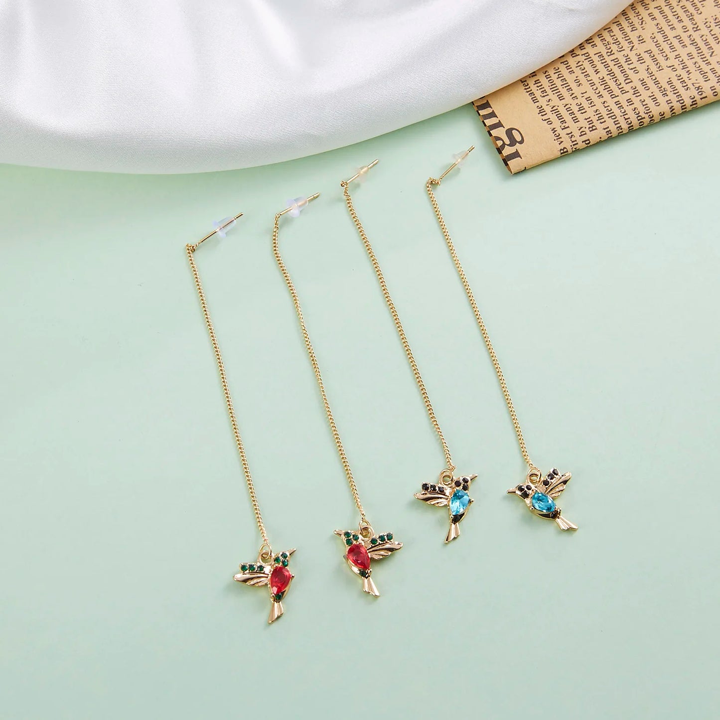 Unique Little Bird Drop Long Hanging Hummingbird  Earring Jewelry