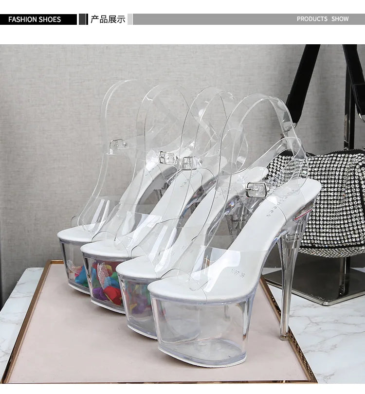Ltarta 10368 Series 17cm Heel 7.5cm Platform Nightclub High Heels Glowing Sandals Shoes