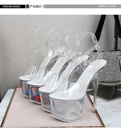 Ltarta 10368 Series 17cm Heel 7.5cm Platform Nightclub High Heels Glowing Sandals Shoes