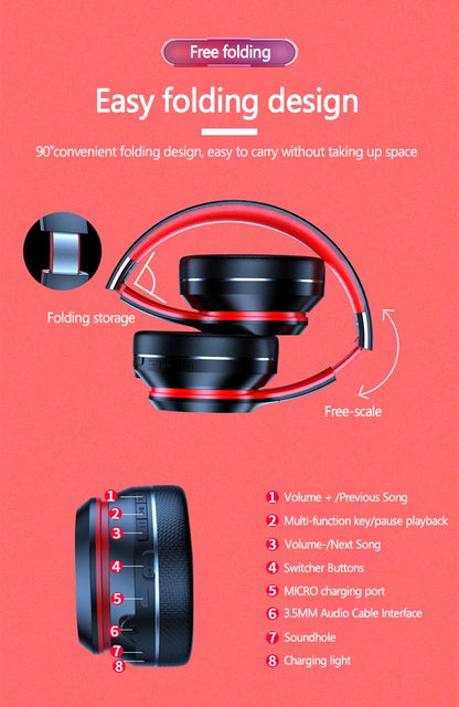 Lenovo HD200 Bluetooth Earphones Over-ear Foldable Computer Wireless Headphones
