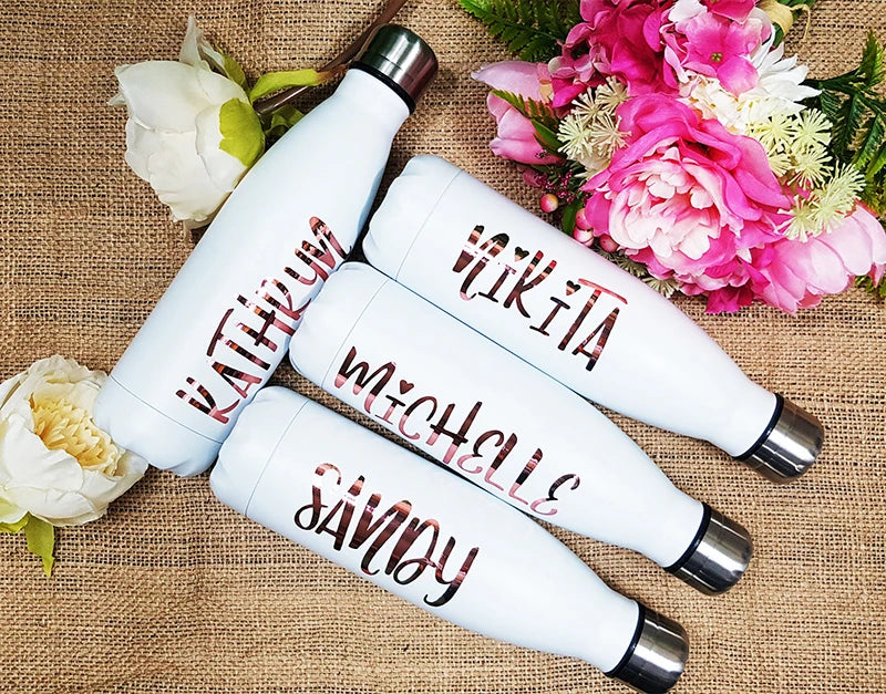 Personalized Stainless Steel Water Bottle - Bridesmaid Gift Thermos