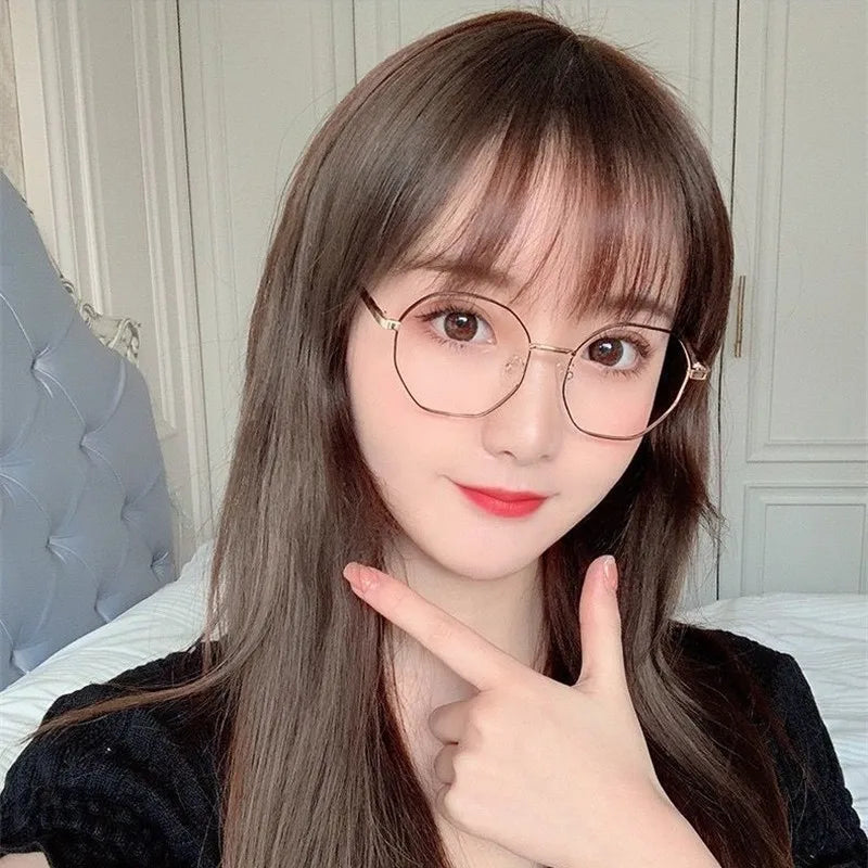 Fashion Anti Blue Light Round Glasses Ultra-Light Metal Frame