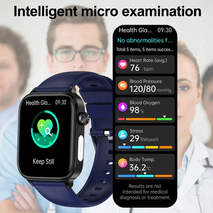 ECG+PPG Medical-Grade Smartwatch for Men: Monitors blood glucose, lipids, and uric acid, with Bluetooth connectivity for comprehensive health tracking.