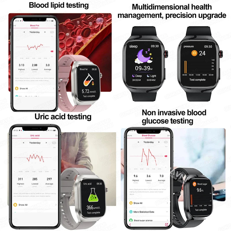 GUHUAVMI Uric Acid Blood Fat Smart Watch – Advanced Health Monitoring at Your Fingertips