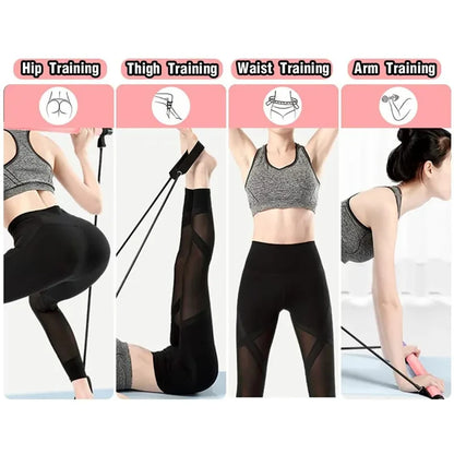 Portable Yoga Pilates Bar Stick with Resistance Band Home Gym Muscle Toning Bar Fitness Stretching Sports