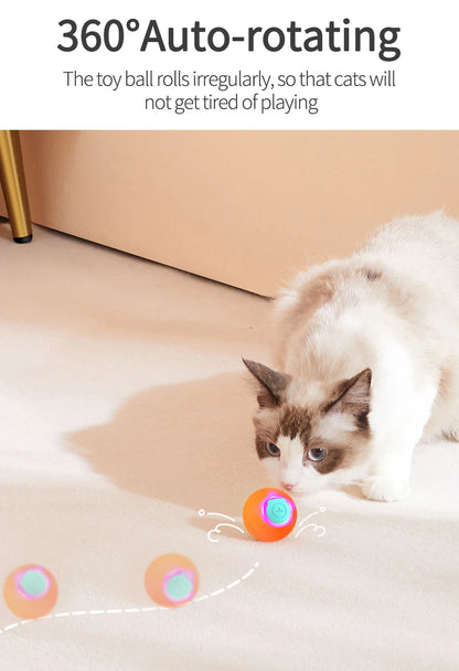 ROJECO Cat Toys Smart Interactive Cat Bouncing Ball Automatic Rolling Ball Training Self-moving Electric Toy Dog Pet Accessories
