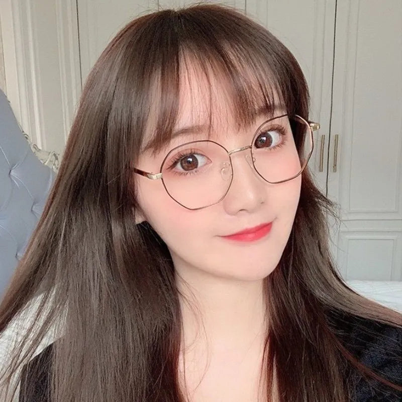 Fashion Anti Blue Light Round Glasses Ultra-Light Metal Frame